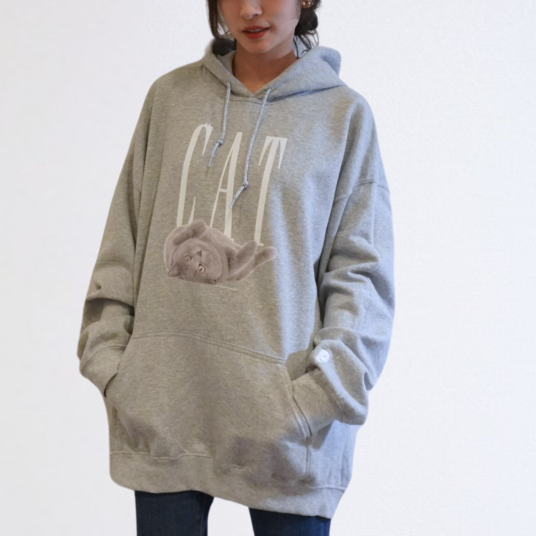 (受注予約)【CAT】Cat Printed Sweat Parka -Russian Blue c002