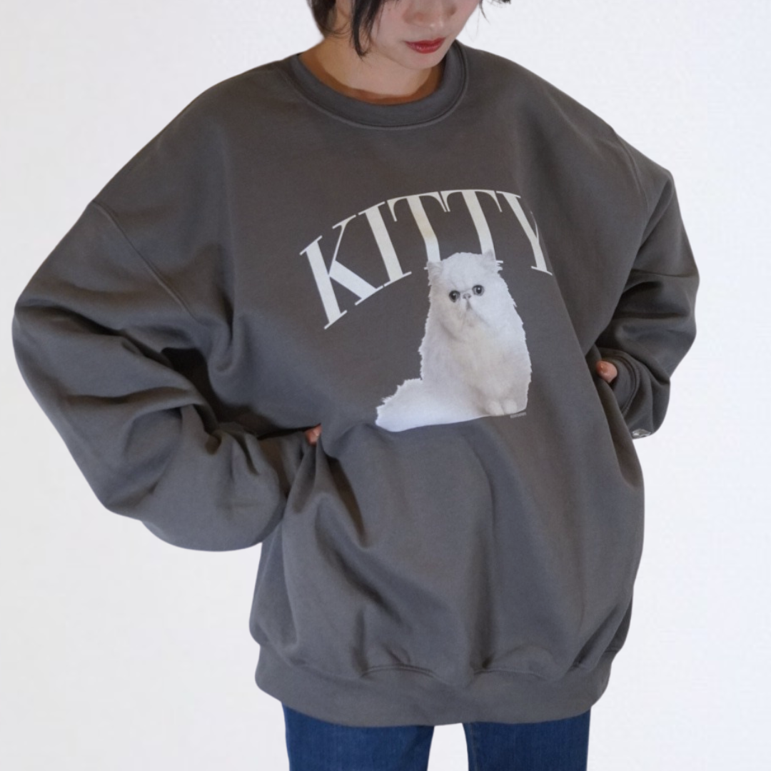 （受注予約）【KIITY】Cat Crew Sweat -persian cat c004