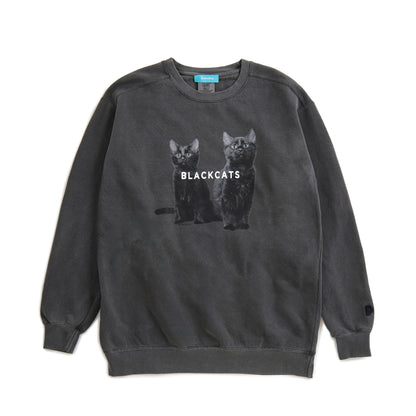 （受注予約）【Black cat】Cat Printed Crew Sweat c006