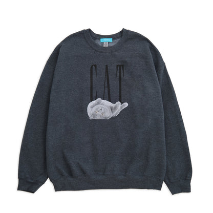 （受注予約）【CAT】Cat Printed Crew Sweat -Russian Blue c001
