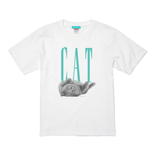 （受注予約）【CAT】Cat Printed Crew T-shirts -Russian Blue c003